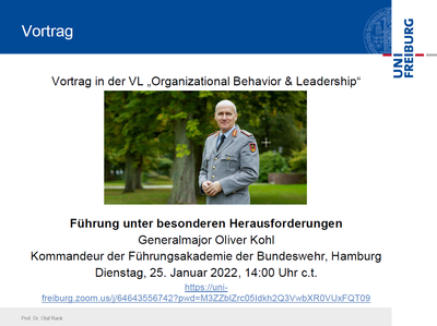 Vortrag Generalmajor Oliver Kohl